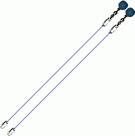 Poi Chain Nylon Blue with Ball Handle Adjustable