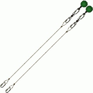 Poi Chain Wire Rope 40cm with Green Ball Handle 53cm