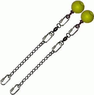 Poi Chain Oval Link 15cm with Yellow Ball Handle 28cm