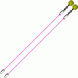 Poi Chain Pink with Yellow Ball Handle Adjustable