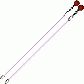 Poi Chain Nylon Purple with Red Ball Handle Adjustable