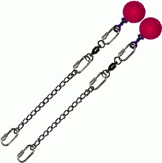 Poi Chain Oval Link 15cm with Pink Ball Handle 28cm