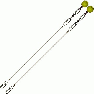 Poi Chain Wire Rope 40cm with Yellow Ball Handle 53cm