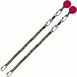 Poi Chain Black Oval 35cm with Pink Ball Handle 48cm