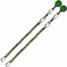 Poi Chain Black Oval 35cm with Green Ball Handle 48cm