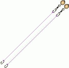 Poi Chain Purple with Wooden Ball Handle Adjustable