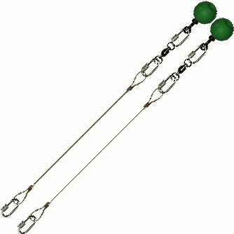 Poi Chain Wire Rope 25cm with Green Ball Handle 38cm