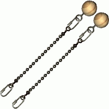 Poi Chain Ball 8mm 15cm with Wooden Handle 24cm