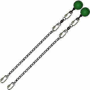 Poi Chain Oval Link 25cm with Green Ball Handle 38cm