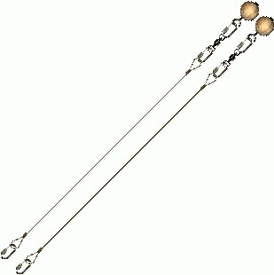 Poi Chain Wire Rope 45cm with Wooden Ball Handle 58cm