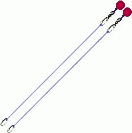 Poi Chain Nylon Blue with Pink Ball Handle Adjustable