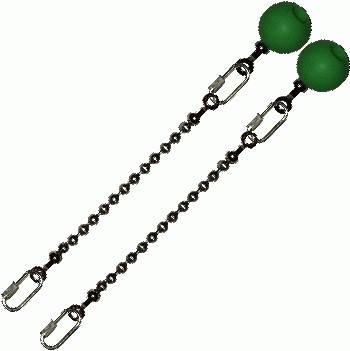 Poi Chain Ball 8mm 15cm with Green Handle 24cm
