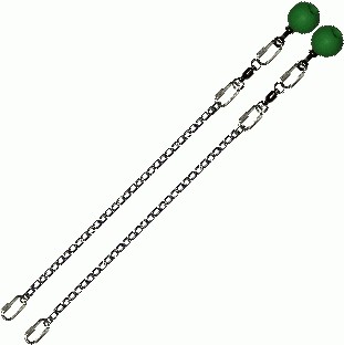 Poi Chain Oval Link 30cm with Green Ball Handle 43cm