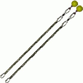 Poi Chain Black Oval 45cm with Yellow Ball Handle 58cm