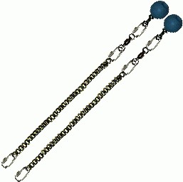 Poi Chain Black Oval 35cm with Blue Ball Handle 48cm
