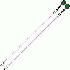 Poi Chain Purple with Green Ball Handle Adjustable